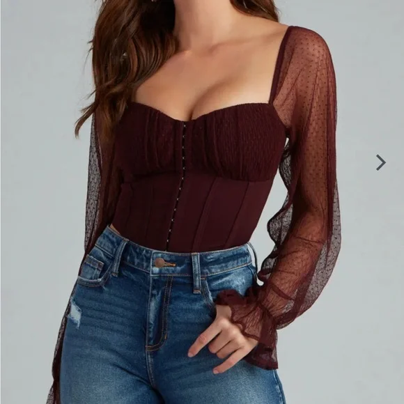 Windsor Currently Coveting Mesh Dot Ponte Bustier - Picture 1 of 3